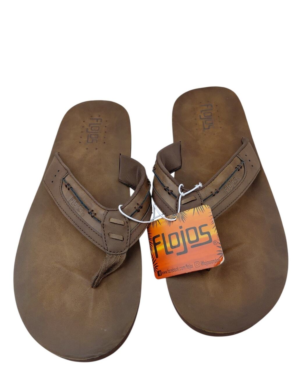 Flojos 749 Trio Men’s Size 13 Sculpted Suede Footbed-Detailed Stitch Strap Flats